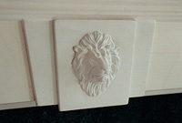 Sculpted lion on mantle