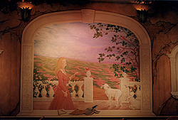 Fabricated scene with mural and lighting